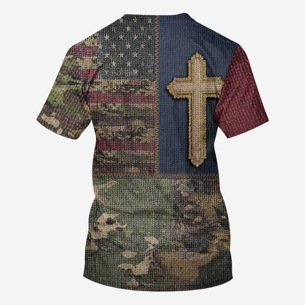 American Flag Cross Faith All Over Print Hoodie - Personalized Christian All Over Shirt