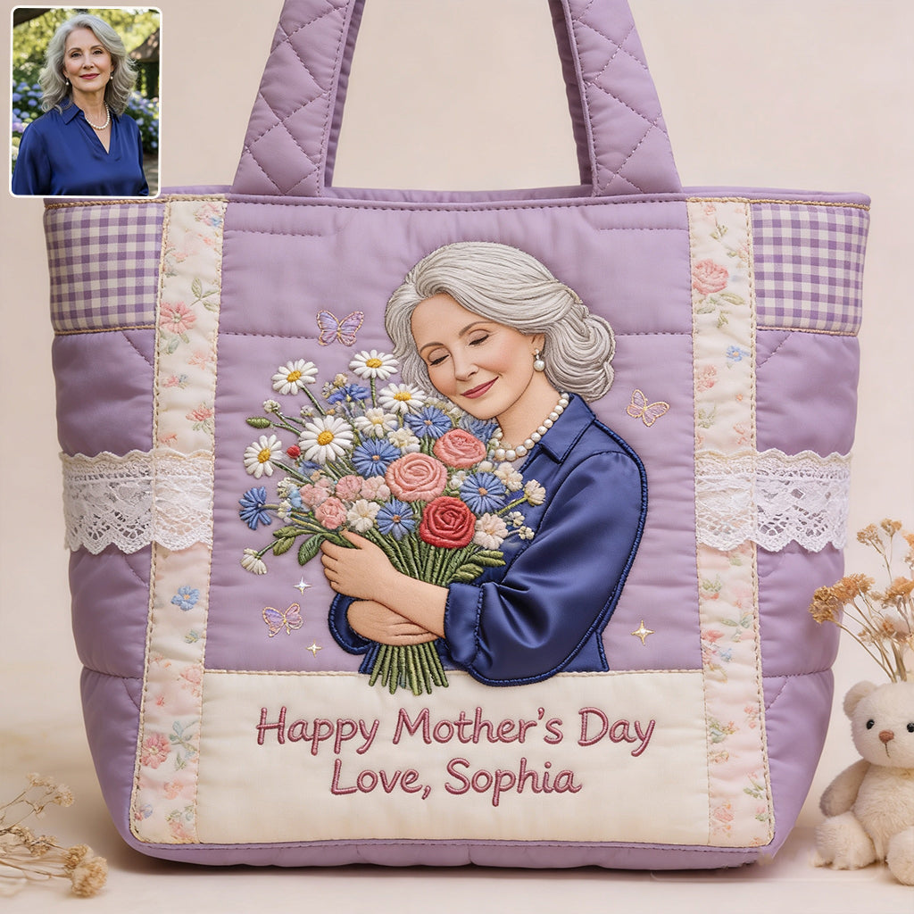 Custom Any Photo - Personalized Mother Quilted Tote Bag