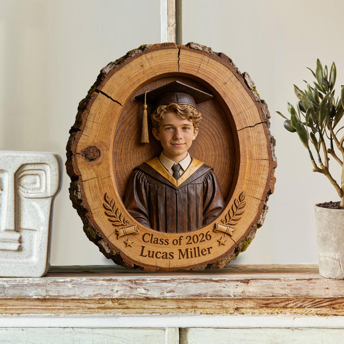 Happy Graduation Gift - Personalized Graduation Custom Shaped Wood Plaque