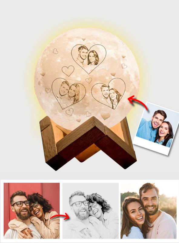 I Love You To The Moon And Back - Personalized Couple Moon Lamp