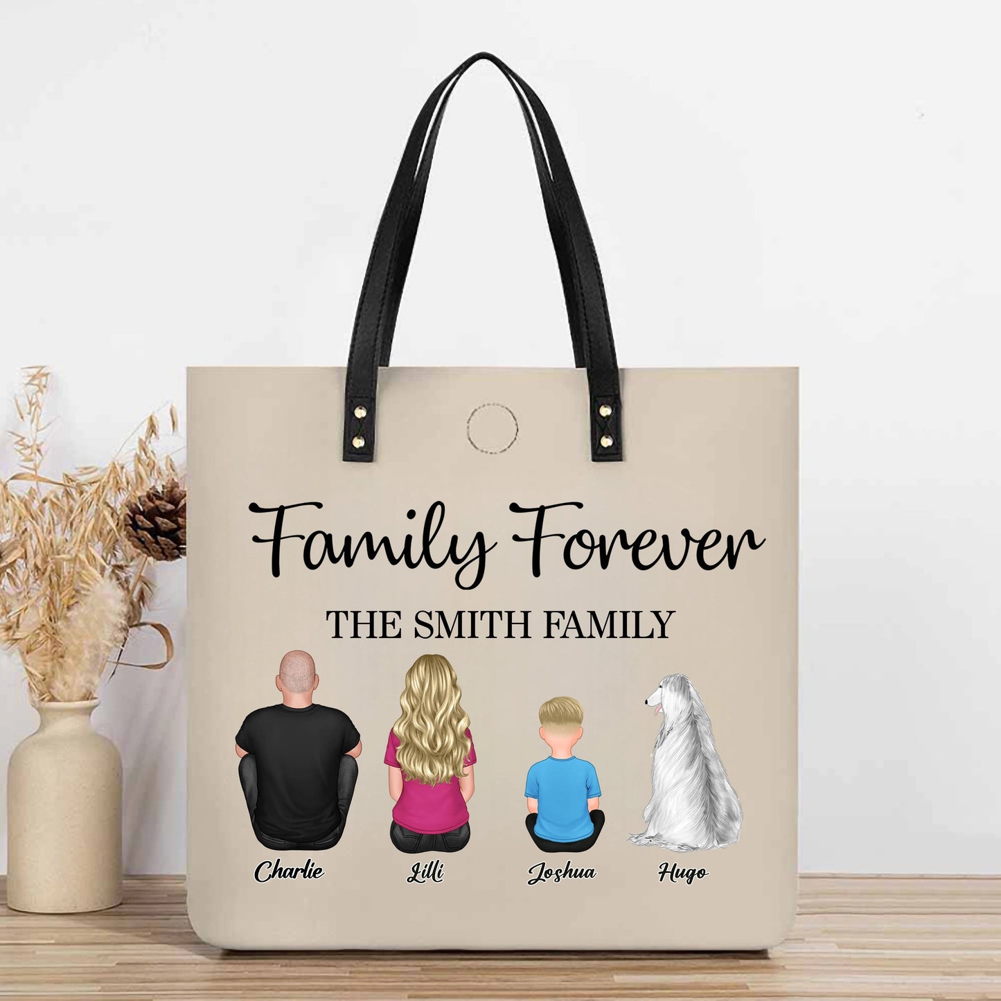 Family Forever Beach Design - Personalized Men's Wallet, Wooden Carhanger, LED Plaque, Keychain, Poster, Wallet Card, and Pillow, Unique Gift
