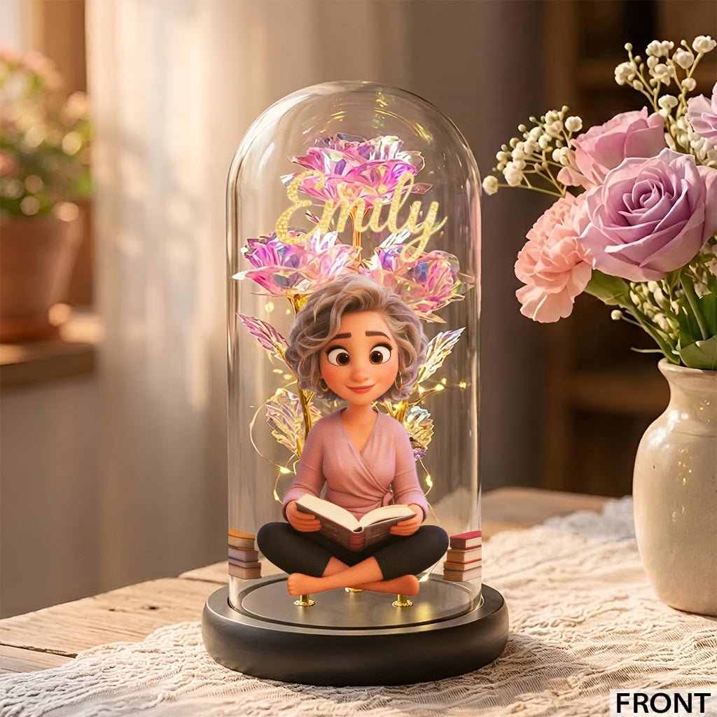 Custom Any Photo - Personalized Book Glowing Roses Glass Dome