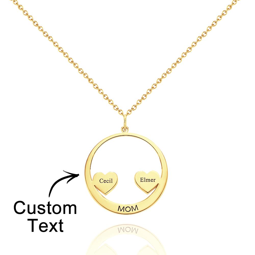 Custom Engraved Circle Hearts Necklace Charm - Personalized Necklace