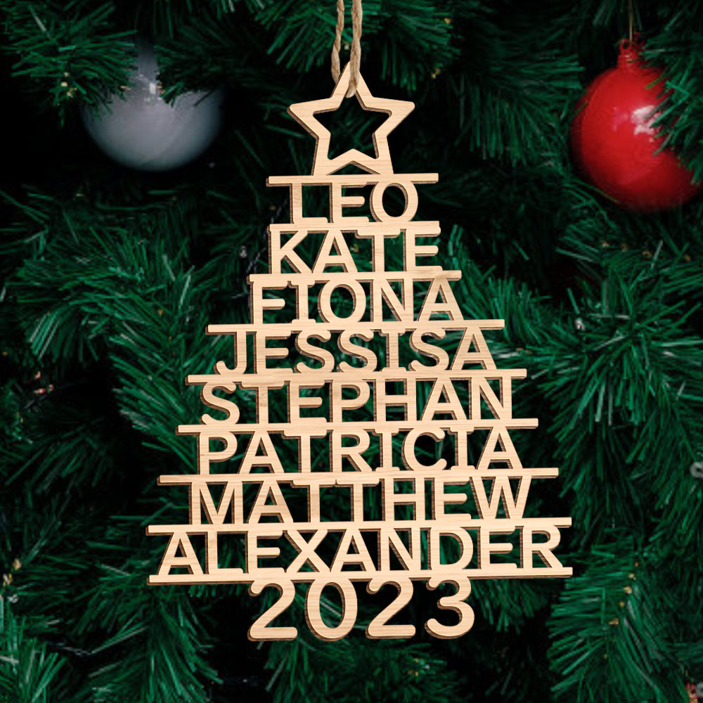 Any Name Christmas Tree - Personalized Family Any Name Christmas Tree Ornament