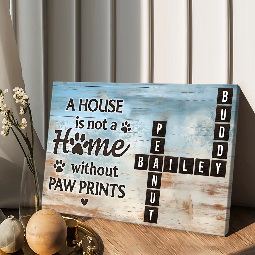Home With Paw Prints Pet Crossword Puzzle Art - Personalized Dog Canvas And Poster