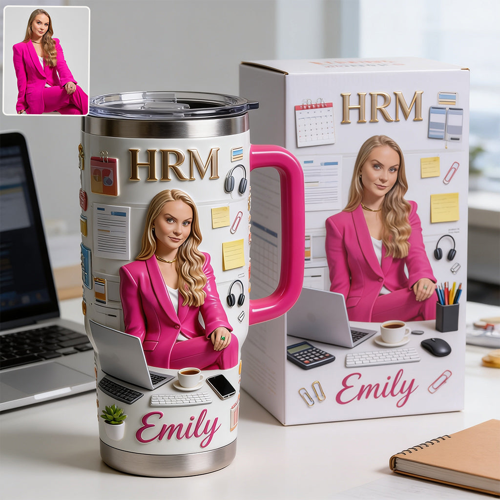 Custom Any Photo Office Staff Gift - Personalized Colleague Tumbler With Plush Charm