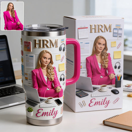 Custom Any Photo Office Staff Gift - Personalized Colleague Tumbler With Plush Charm