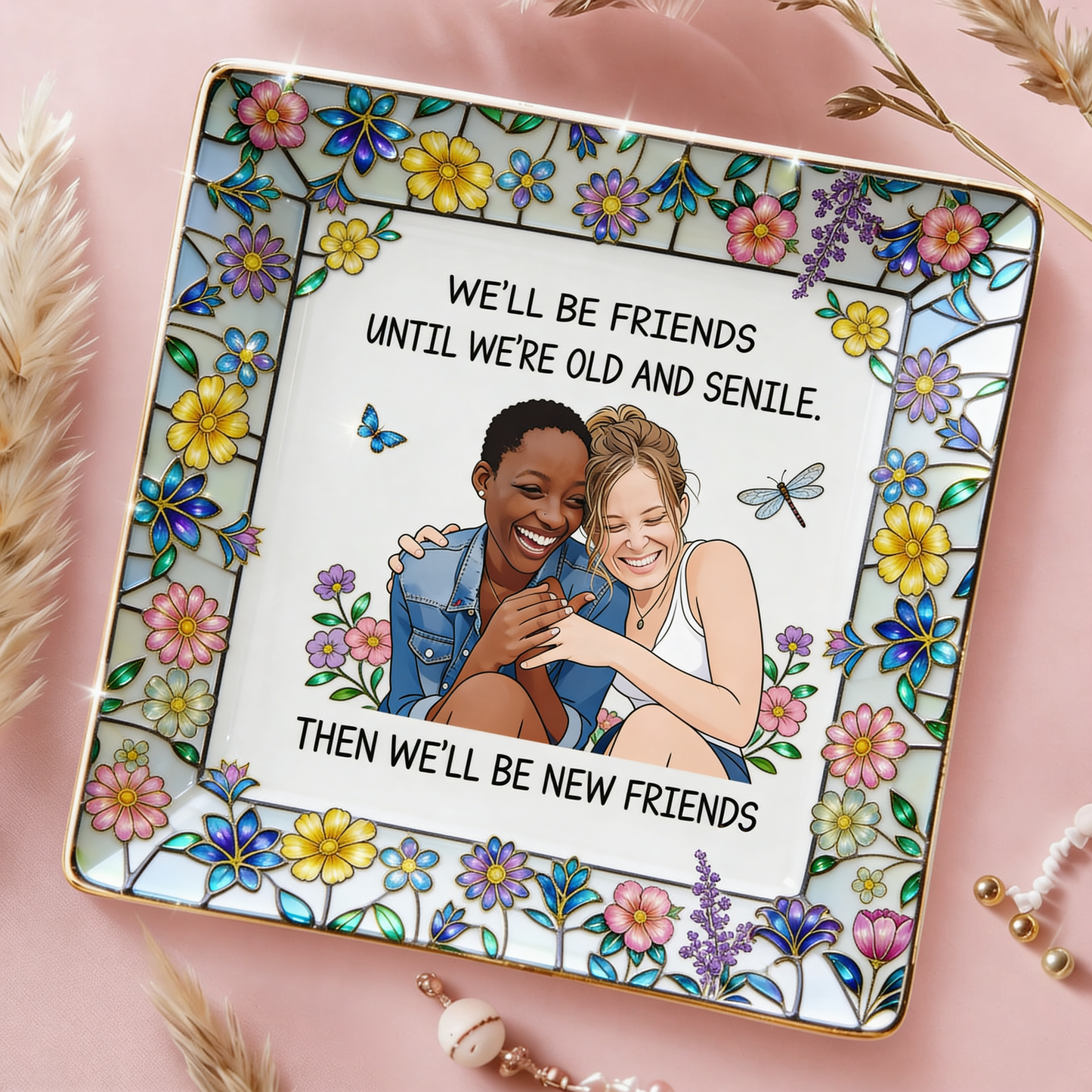 Bestie Gift Idea - Personalized Bestie Fully Printed Jewelry Dish