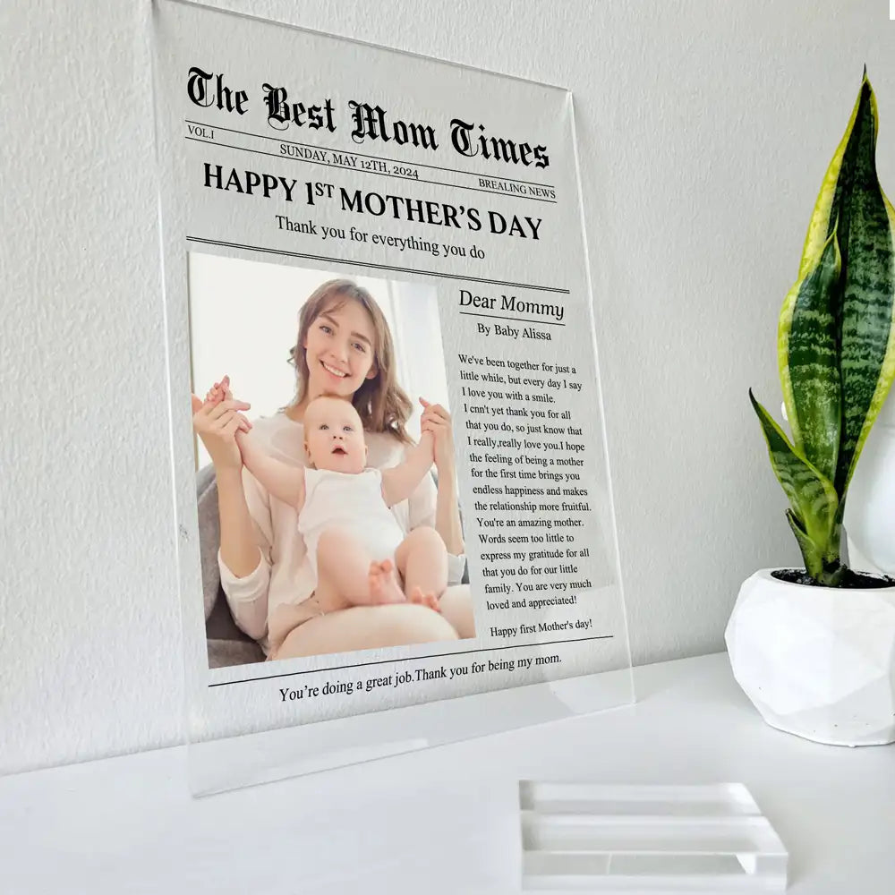 Personalized Acrylic Plaque Gift with Thank-You Letter for Mom
