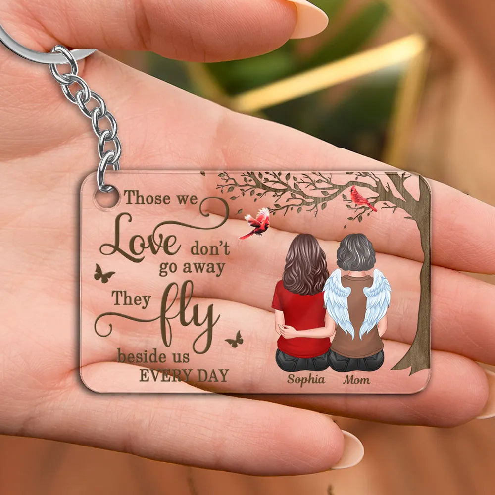 Acrylic Keychain with Mother Memorial Back View Design, Sentimental Keepsake, Perfect Gift for Love and Remembrance