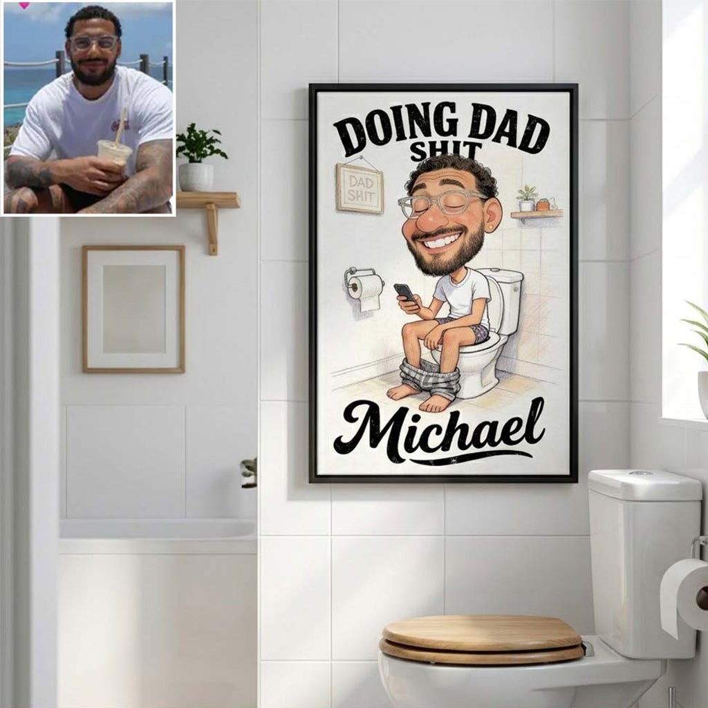Funny Caricature Gift For Dad - Personalized Father Canvas And Poster