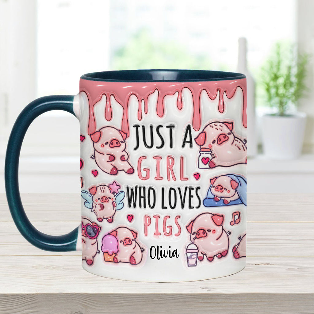 Just A Girl Who Loves Pigs - Personalized Pig Lover Accent Mug