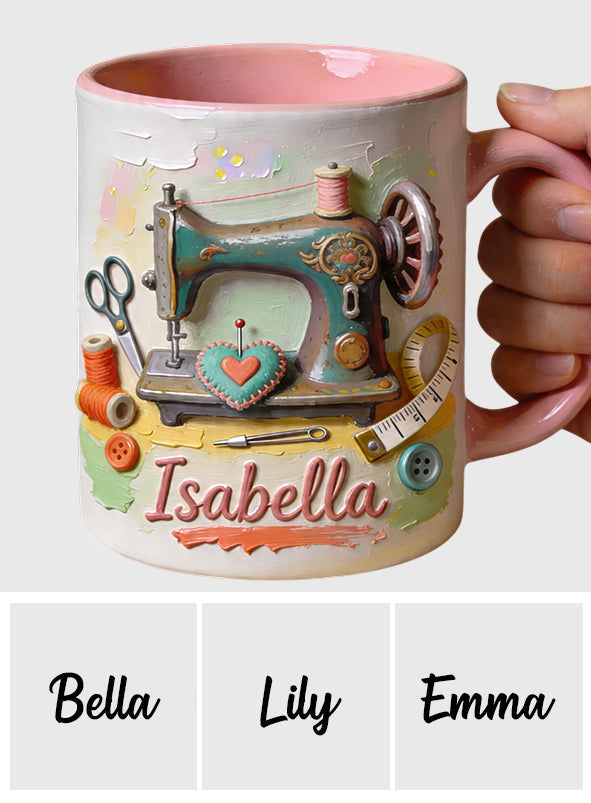 Just a Girl Who Loves Sewing - Personalized Sewing Accent Mug & Coaster