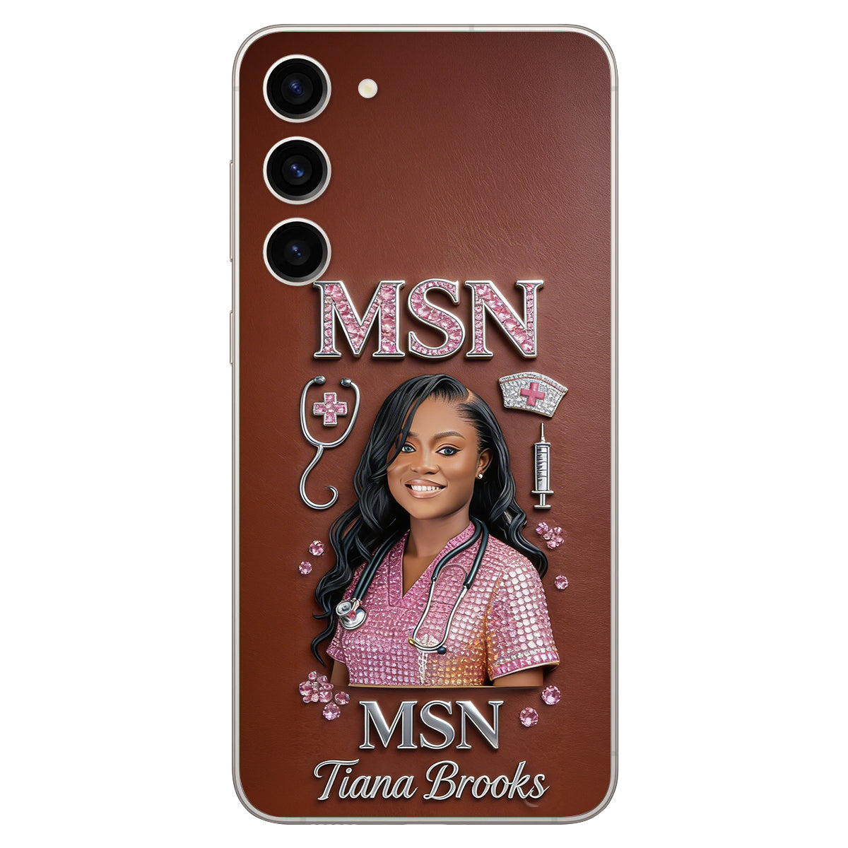 Any Title - Gifts For Nurse, Doctor - Personalized Nurse 3D Embossed Leather Phone Case