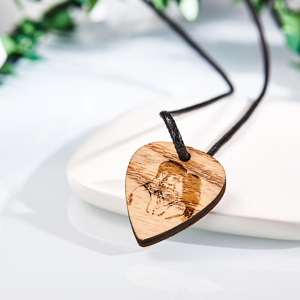 Forever And Always - Personalized Couple Photo Wooden Necklace