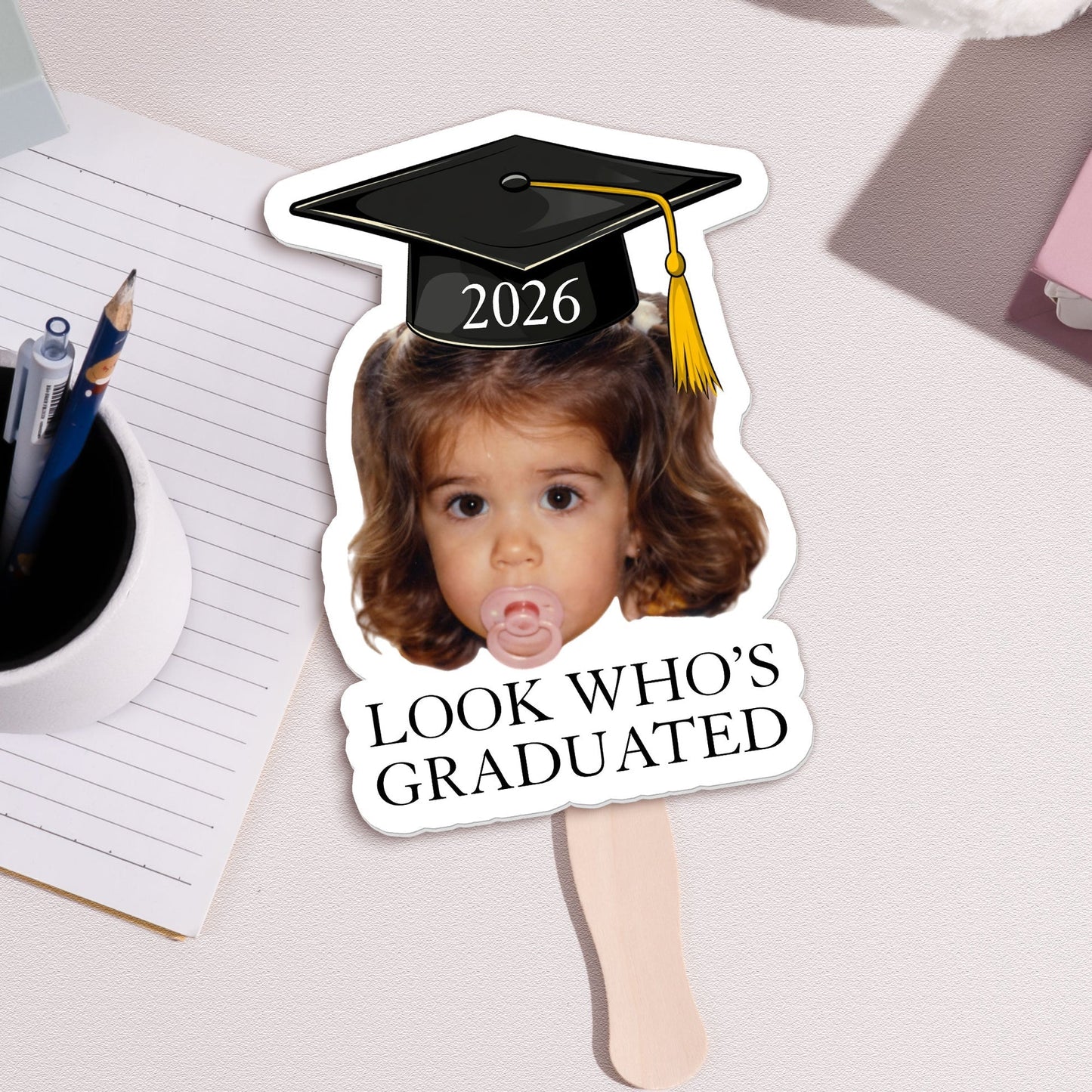Personalized Graduation Fan with Childhood Photo, Look Who's Graduated, Unique Creative Gift for Grad Celebration