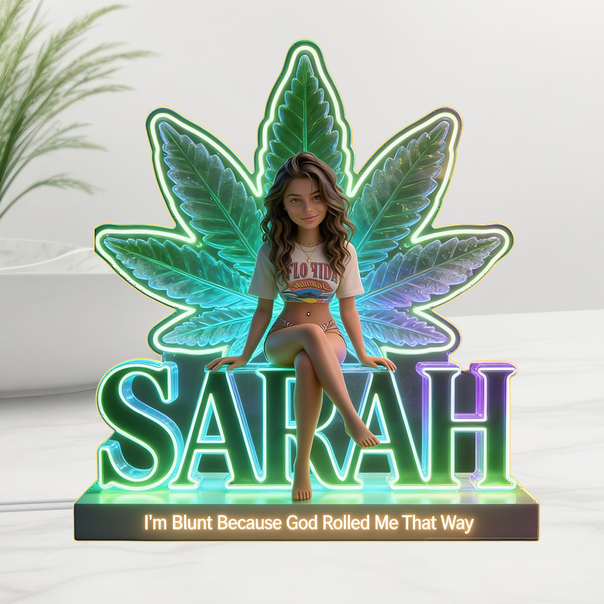 Custom Any Photo - Personalized Weed Acrylic LED Night Light
