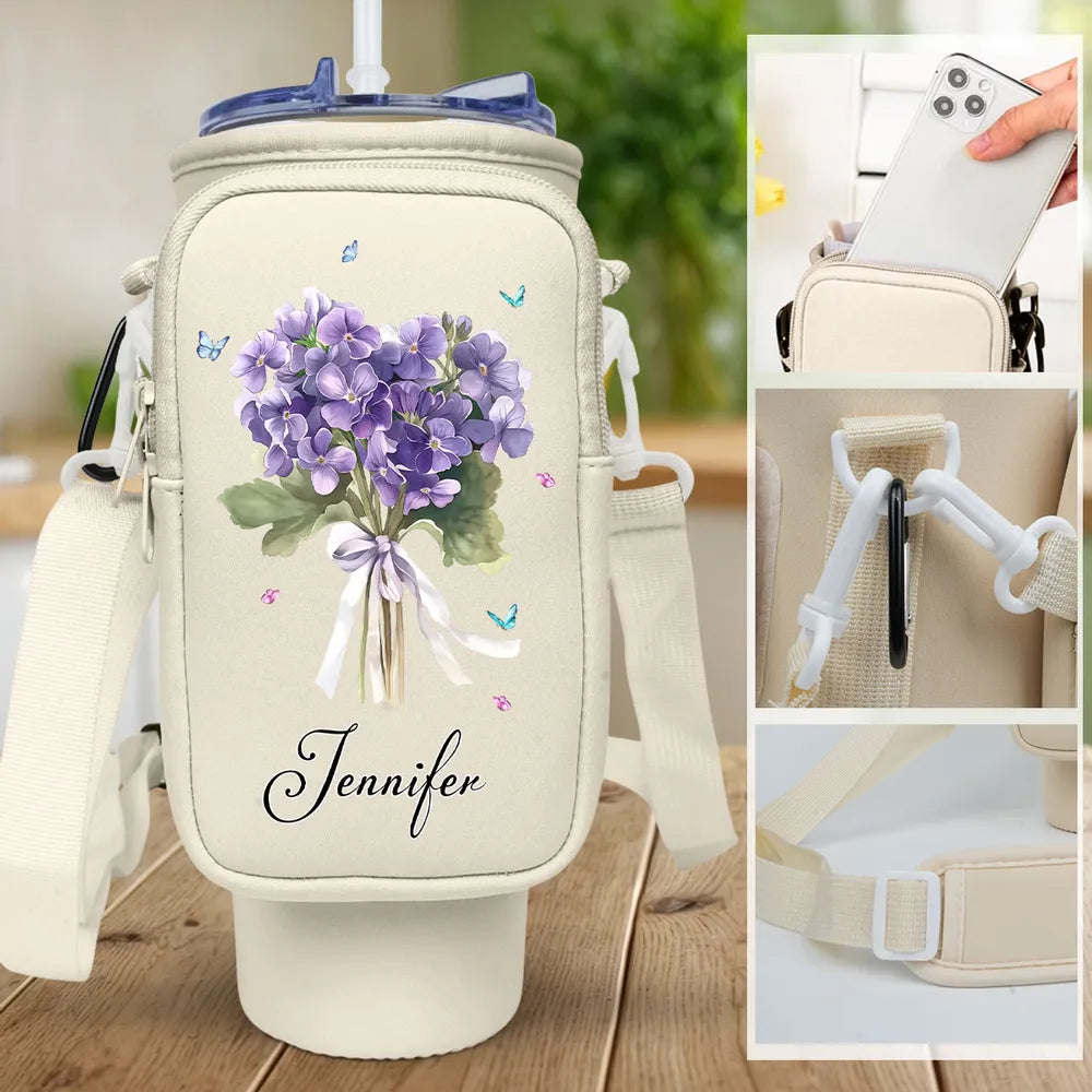 Custom Water Bottle Carrier Bag with Name - Unique Gift for Women