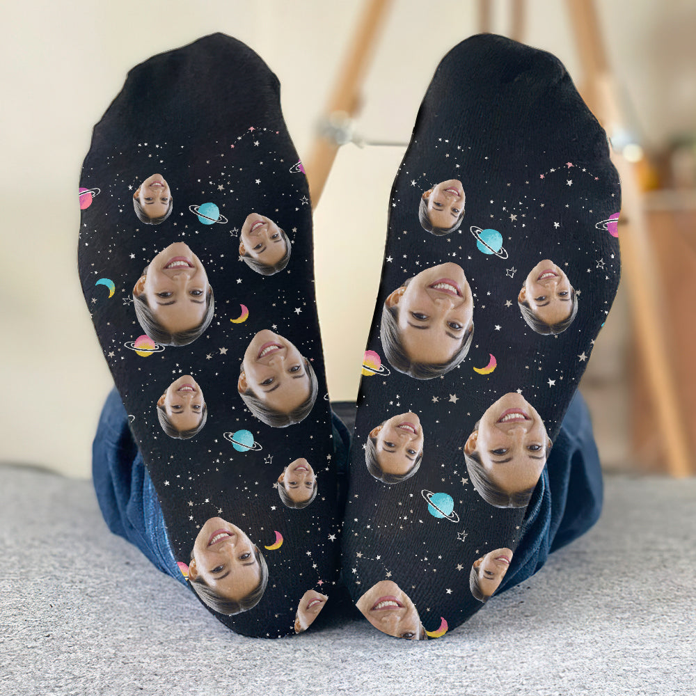 Custom Face Galaxy - Personalized Aunt Socks
