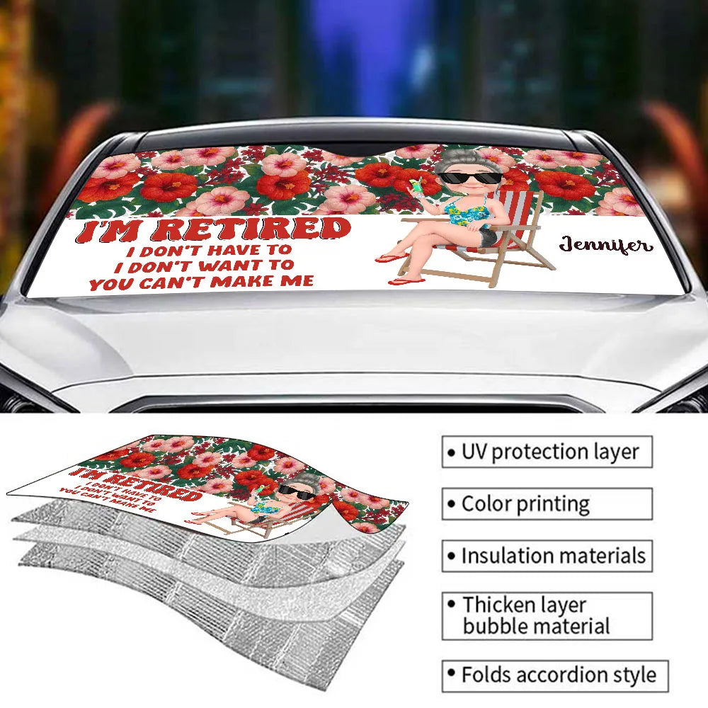 Retired Women Tropical Floral Car Sunshade Gift