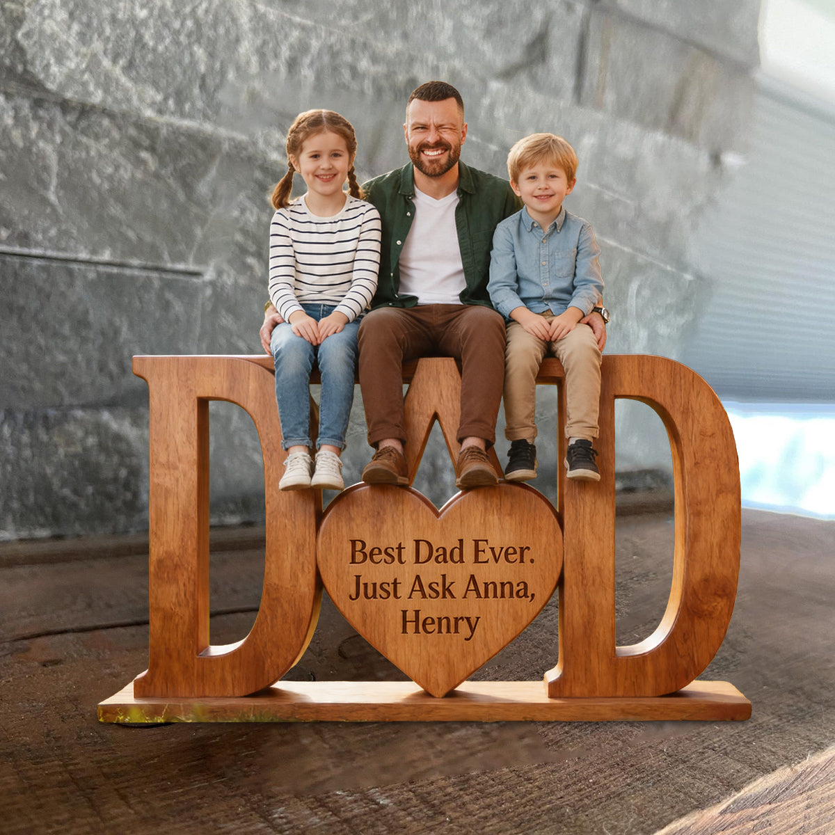 Best Dad Ever - Personalized Father Custom Shaped Wood Plaque