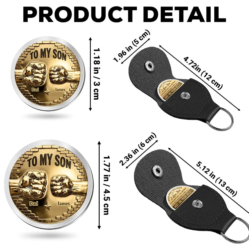 Personalized Pocket Hug Coin for Son, Encouraging Dad Message Keepsake, Unique Gift He Can Carry Every Day