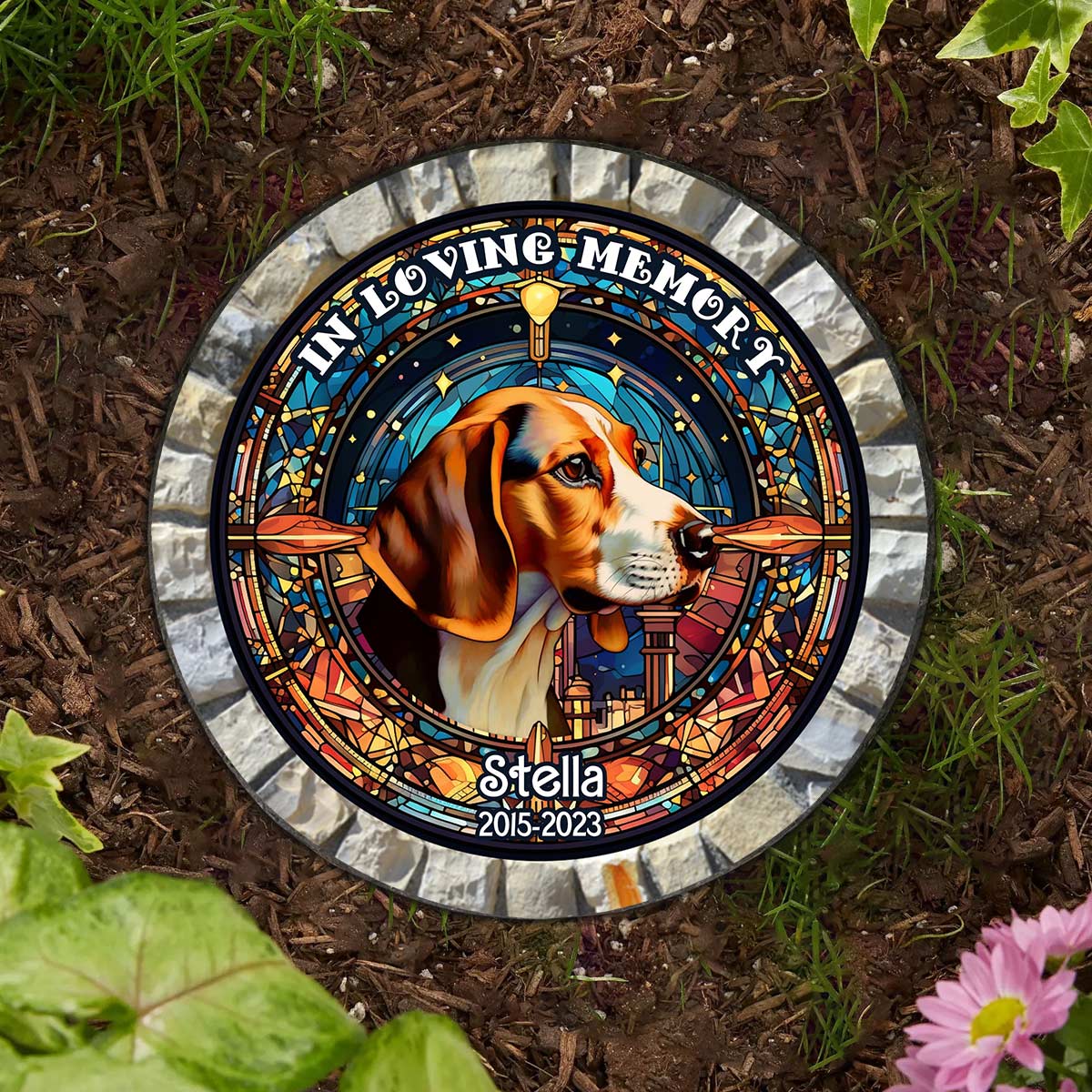 In Loving Memory - Personalized Dog Round Shaped Stone