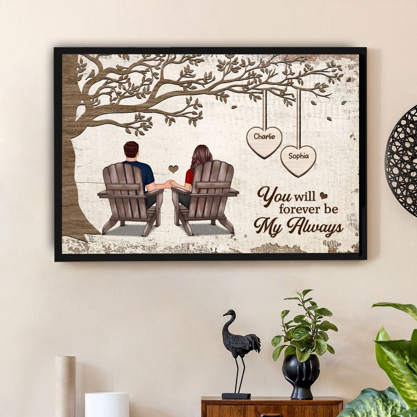 Personalized Poster/Canvas - Couple Sitting Under Tree, You Will Forever Be My Always, A Romantic Gift for Couples