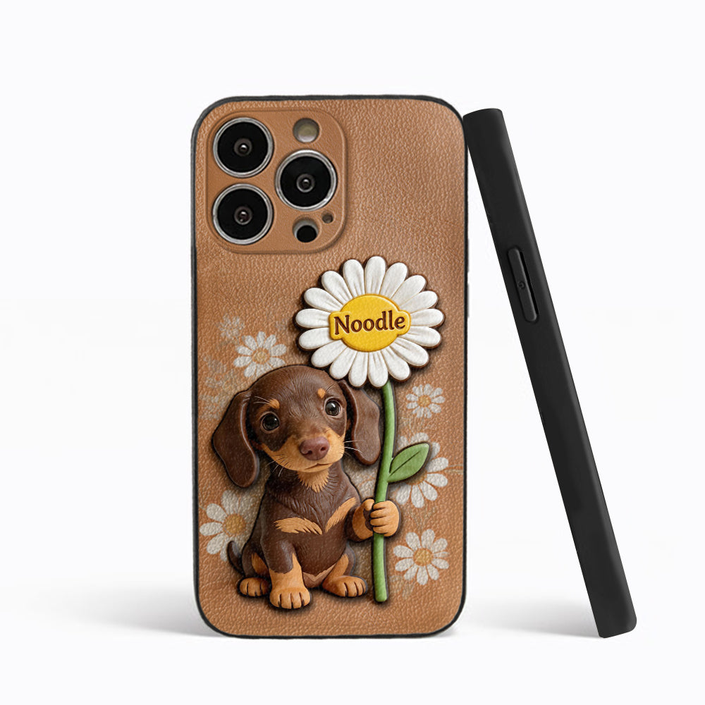 Custom Any Photo - Personalized Dog 3D Embossed Leather Phone Case