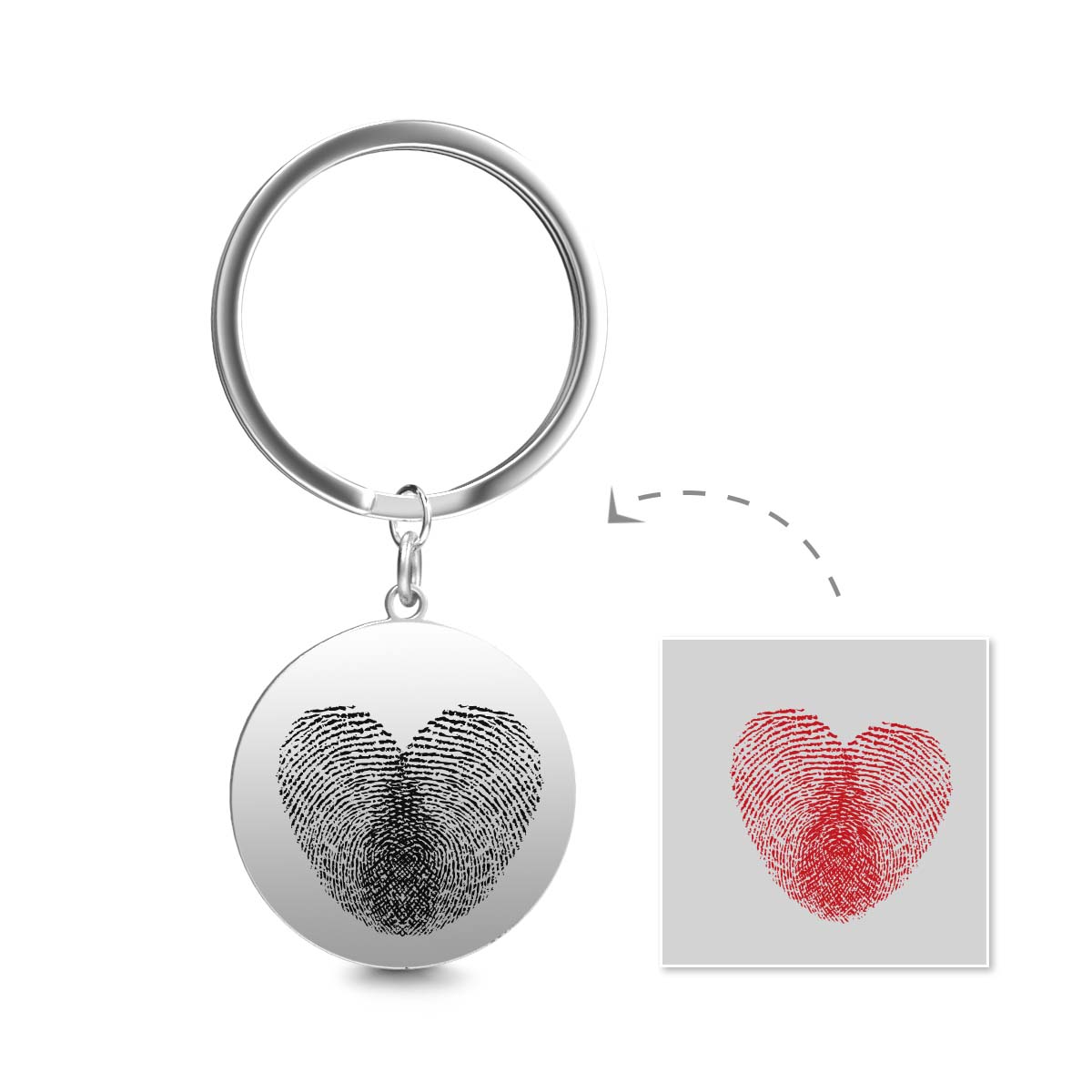Custom Fingerprints Fingerprint Keychain - gift for girlfriend, boyfriend, wife, husband - Personalized Keychain