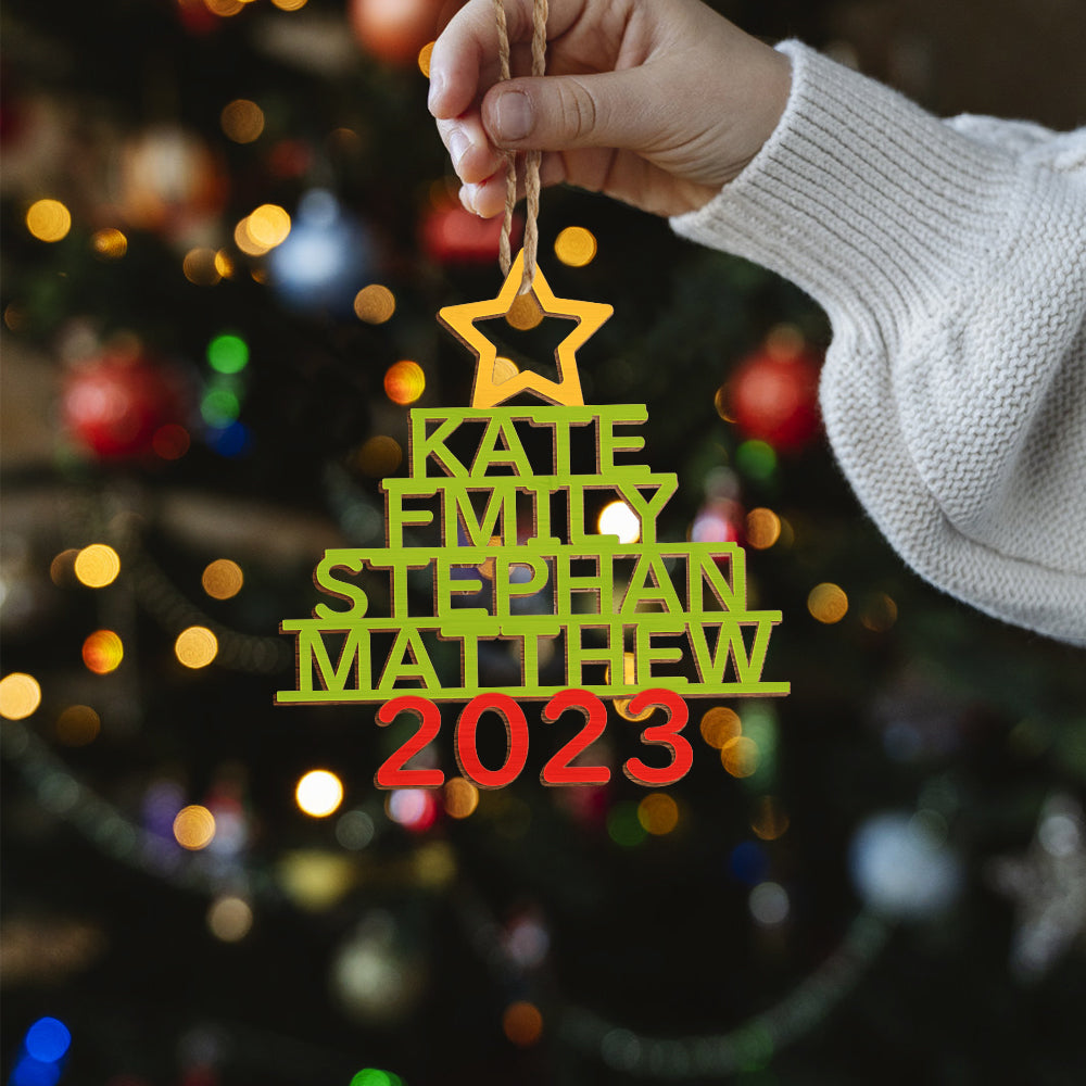 Any Name Christmas Tree - Personalized Family Any Name Christmas Tree Ornament