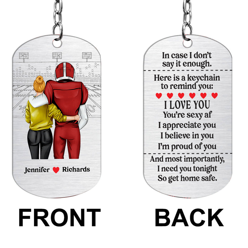 Go Home Safe - Personalized Football Stainless Steel Keychain