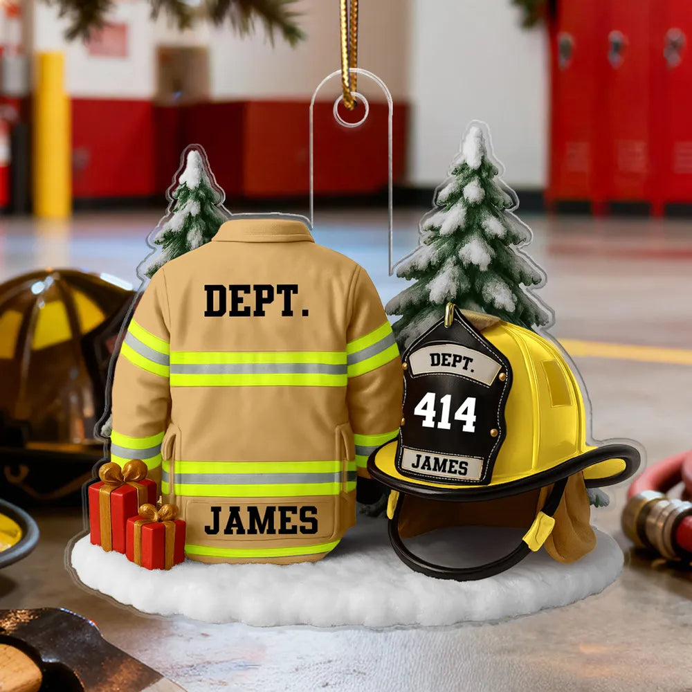 Firefighter Ornament – Fire Jacket and Helmet Design, a Heartfelt Gift Honoring Bravery and Service
