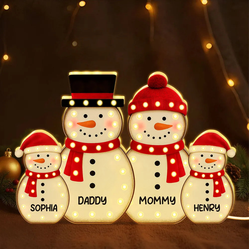 Personalized Snowman Acrylic Light Box, festive LED warm glow for holiday mantel or bedroom, creative keepsake gift for Parents & Kids