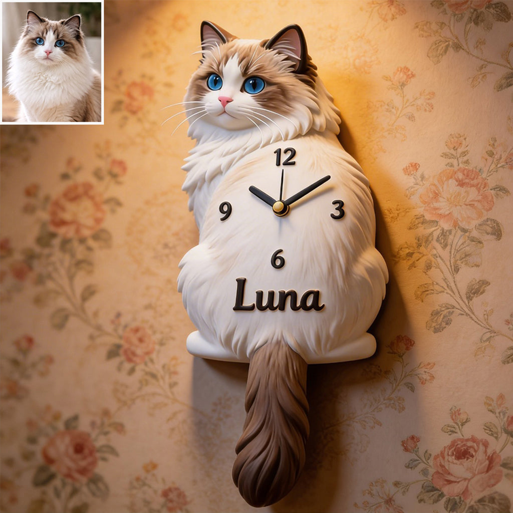It’s Feeding Time! - Personalized Cat Acrylic Wall Clock