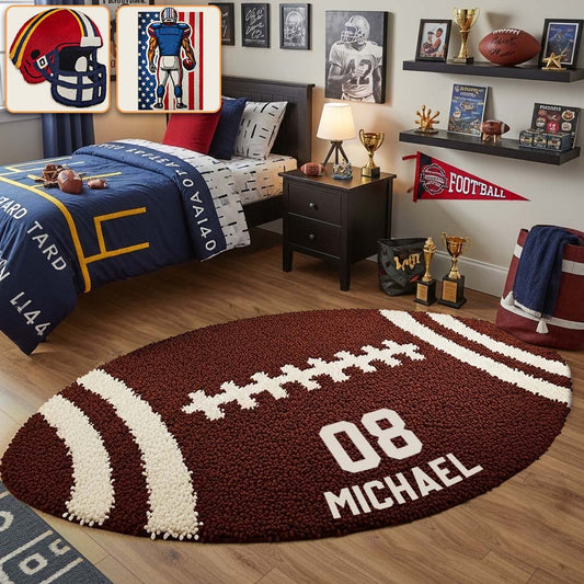 Football Player - Personalized Football Non-Slip Tufted Rug
