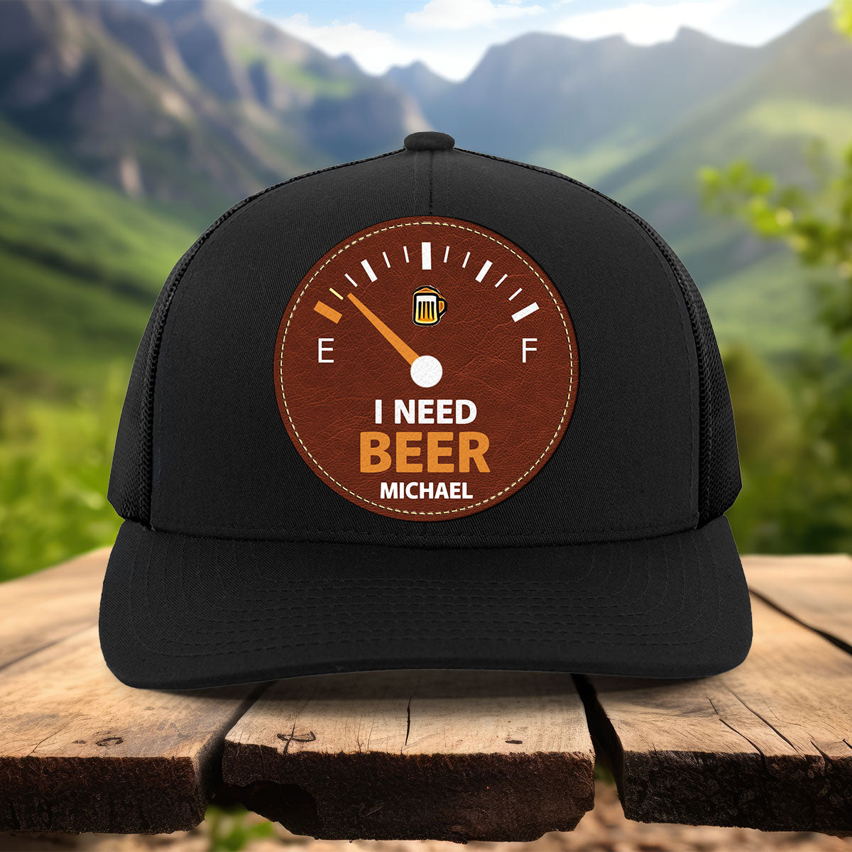 I Need Beer - Personalized Beer Leather Patch Hat