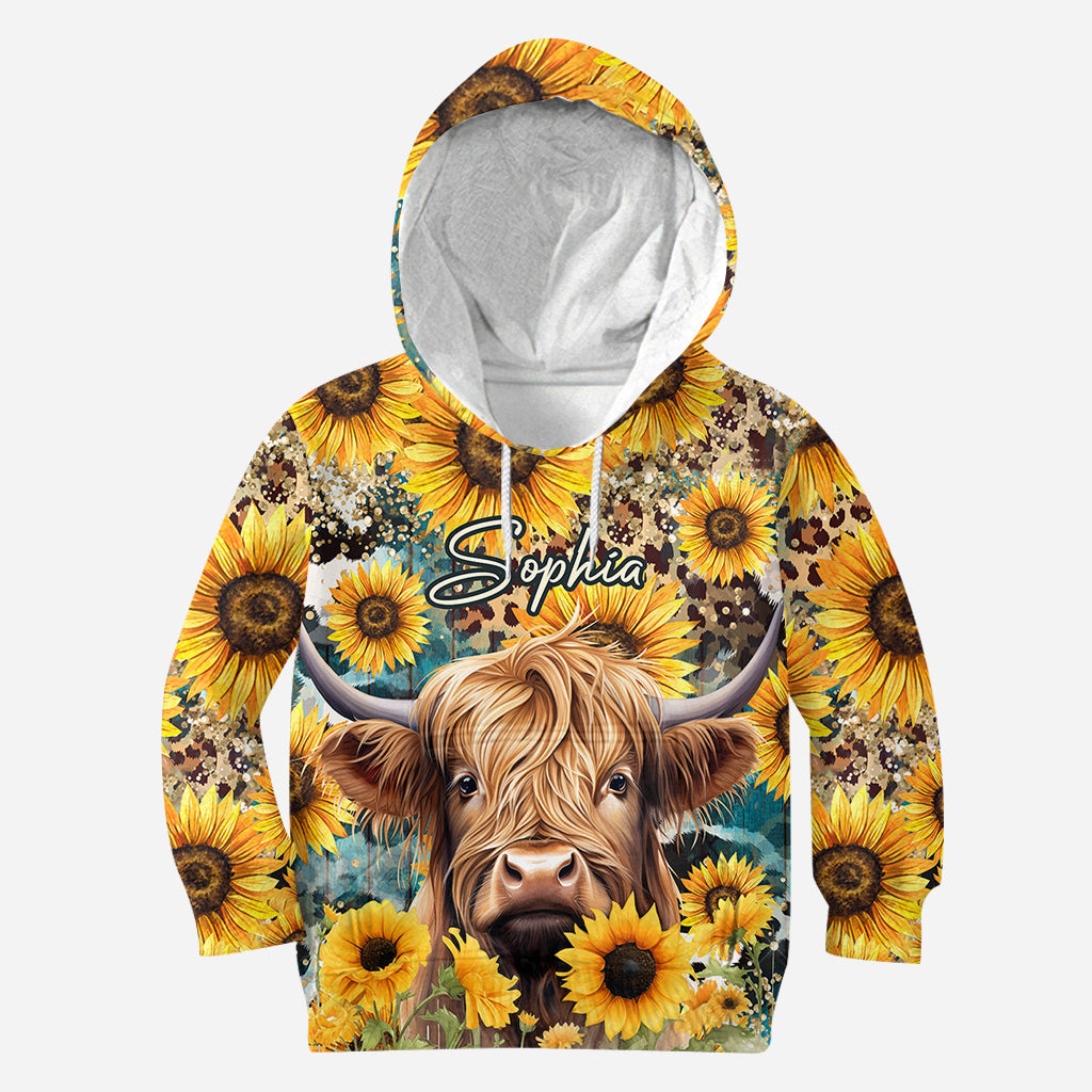 Highland Cow Among Sunflowers - Personalized All Over Shirt