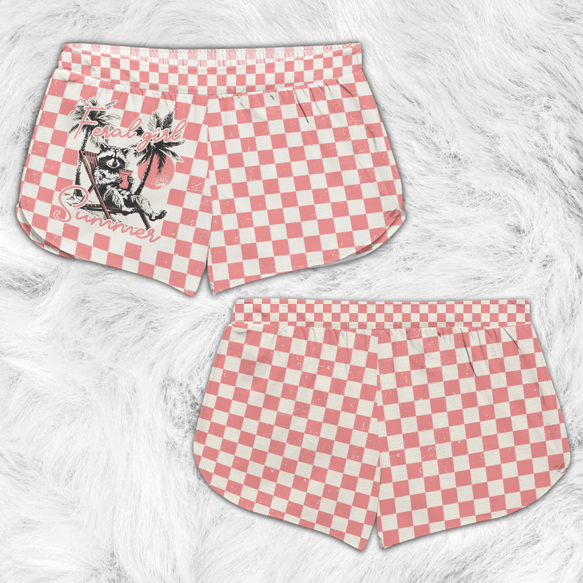 Feral Girl Summer - Personalized Raccoon All Over Shirt & Women Shorts