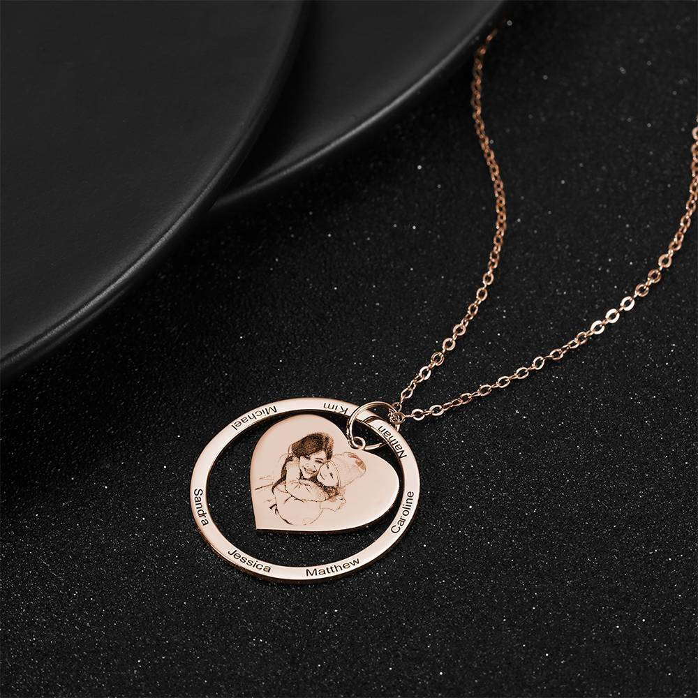 Engraved Love Pendant - Personalized Engraved Necklace Heart In Round Pendant