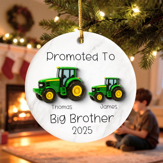 Big Brother Promotion Ornament with Tractor Theme – Meaningful Farm Gift for Family Christmas Celebration