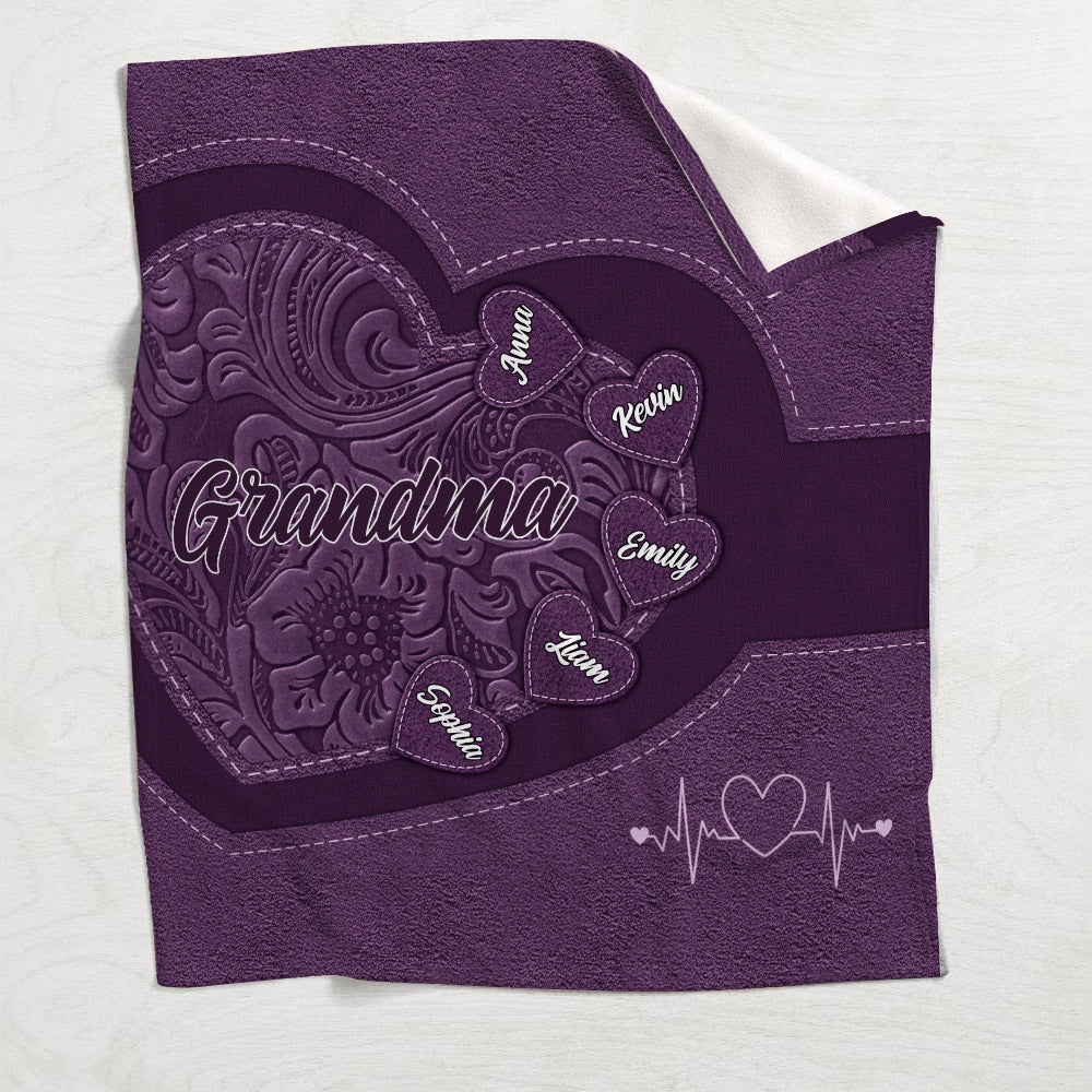 Grandma's Heart - Personalized Grandma Blanket