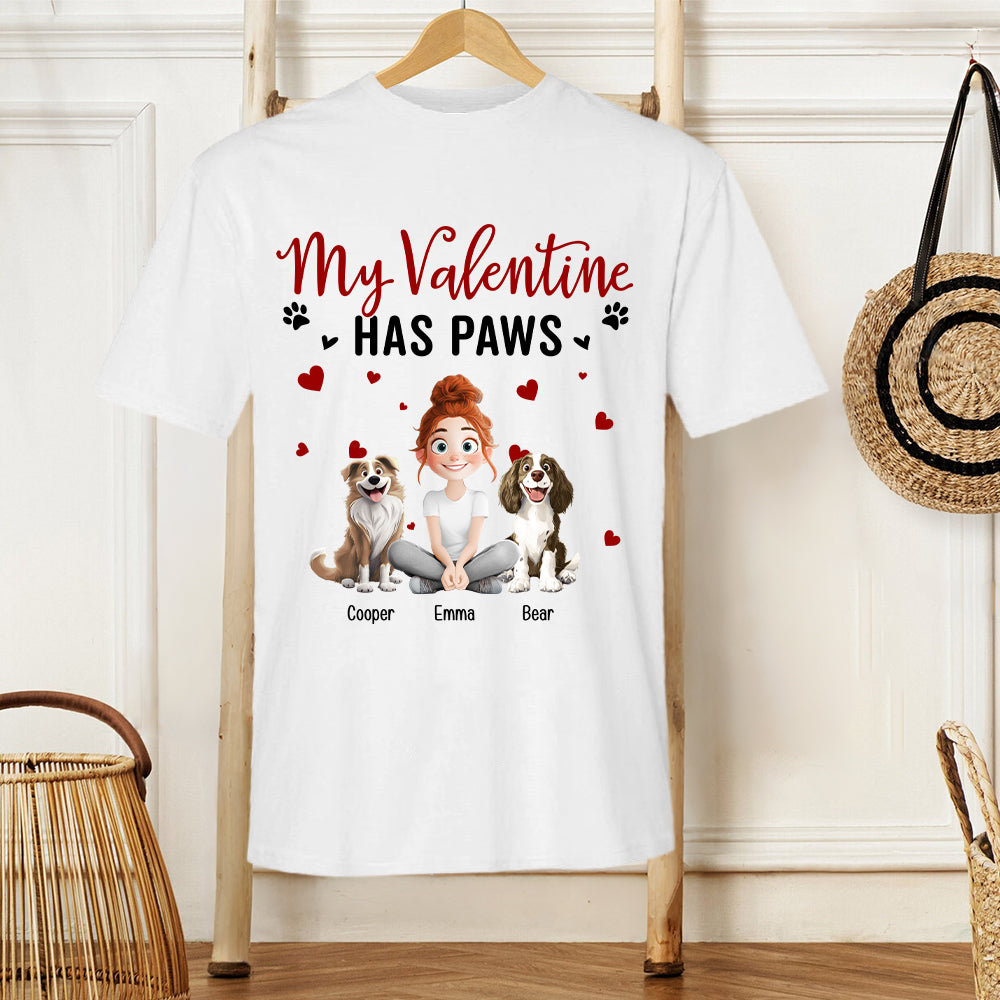 'My Valentine Has Paws' Pet-Themed Classic Tee – Valentine's Day Gift for Pet Lovers, Available as Women Tee, Hoodie, and Sweatshirt
