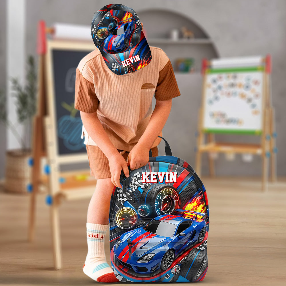 High-speed Racing Car - Personalized Kid Classic Cap & Backpack