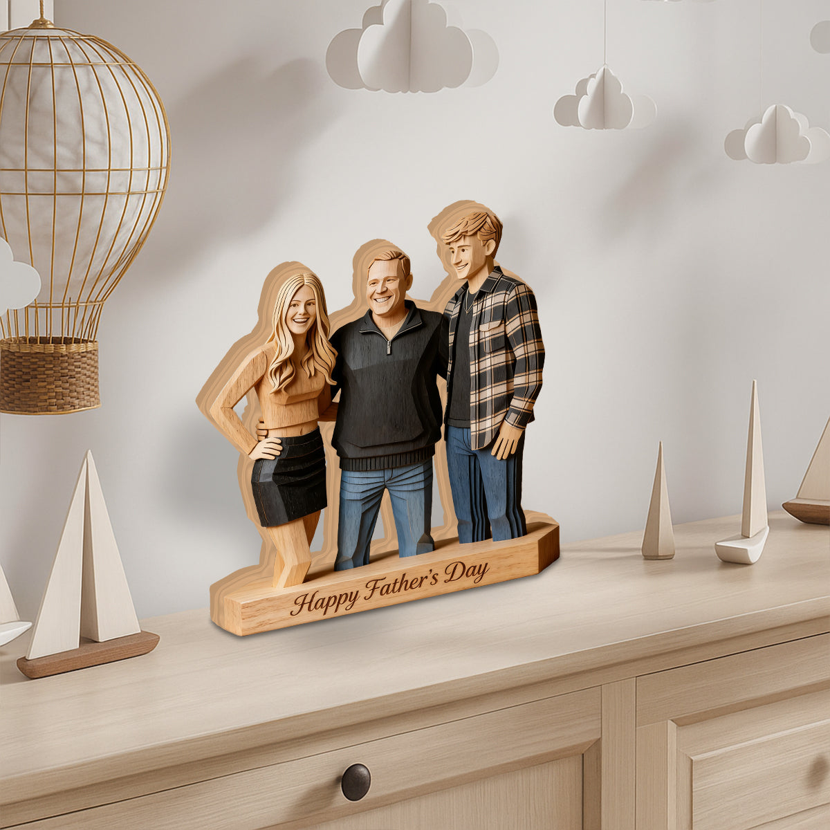 Custom Any Photo - Personalized Father Custom Shaped Wood Plaque