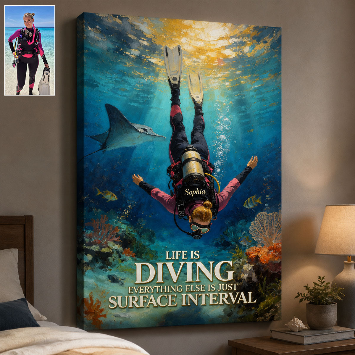 Life Is Diving - Personalized Scuba Diving Canvas And Poster