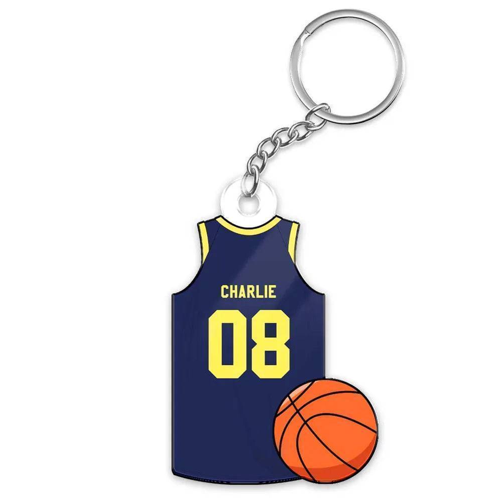 "Personalized Basketball, Soccer, American Football, Baseball Jersey Gift - Custom Acrylic Keychain for Sister, Son , Husband, Him - Perfect Sports Memorabilia Gift"