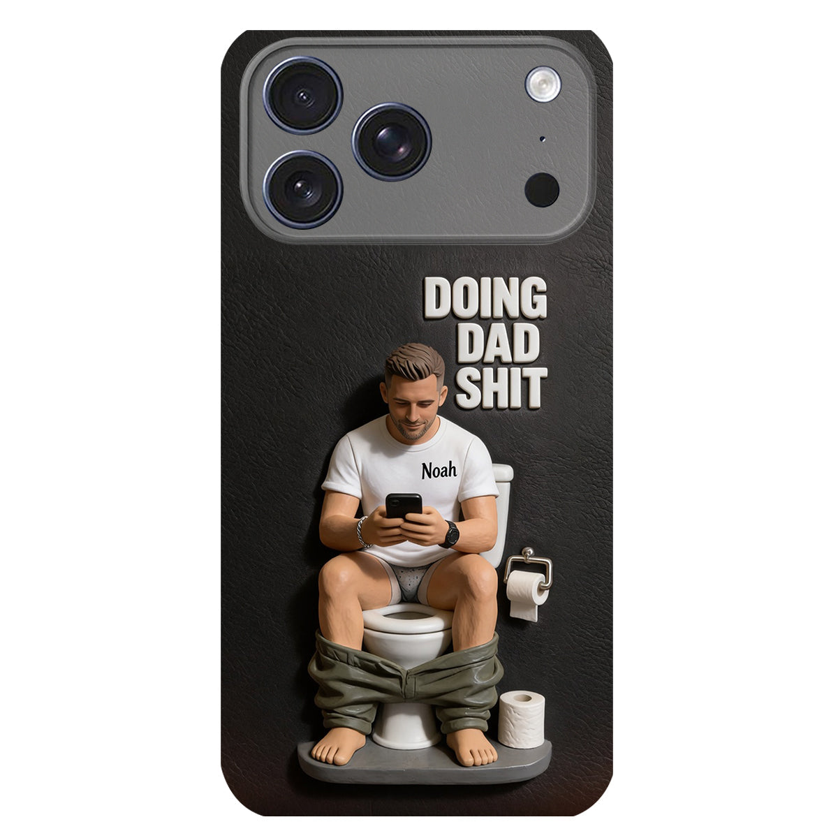 Doing Dad Shit - Personalized Father 3D Embossed Leather Phone Case