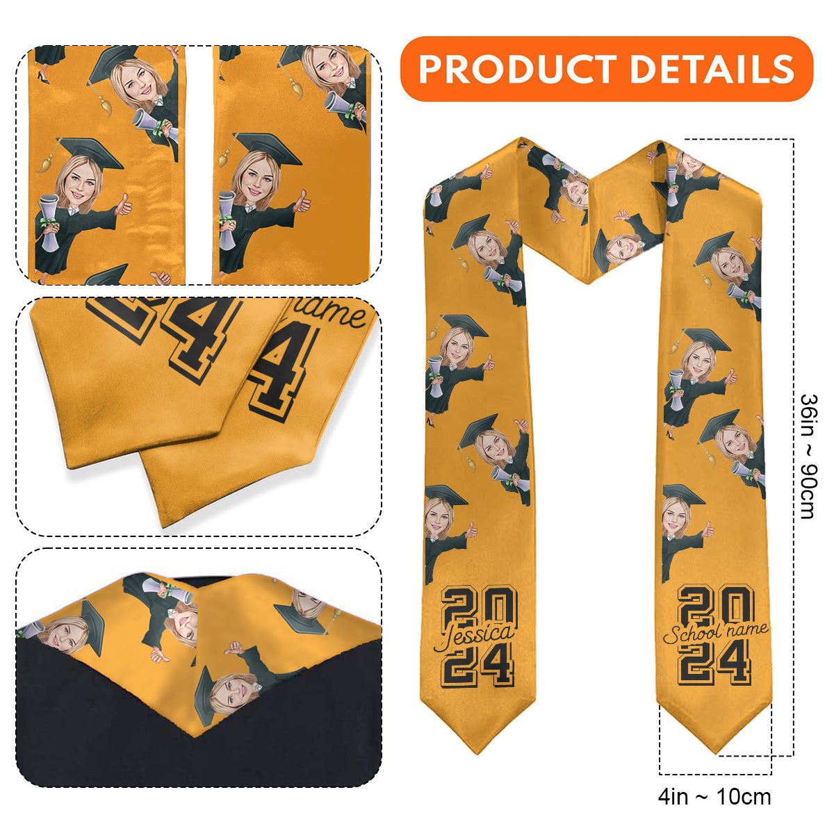 Caricature Funny Character - Personalized Graduation Graduation Stole