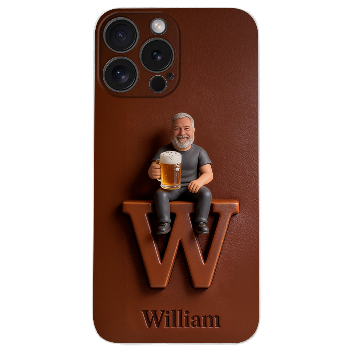 Custom Any Photo - Personalized Beer 3D Embossed Leather Phone Case